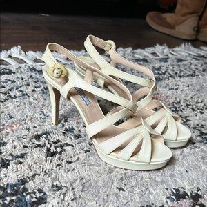Prada Cream Strappy Heels